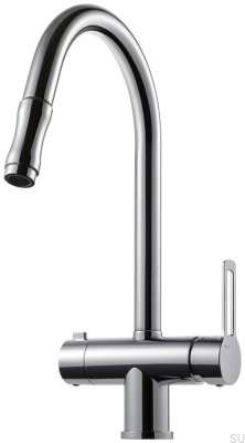 Robinet de cuisine avec bec extractible et valve pour lave-vaisselle RIN886 Laiton Noir Chrome