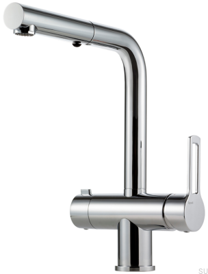 Robinet de cuisine avec bec extractible et valve pour lave-vaisselle RIN887 Laiton Argent Chrome