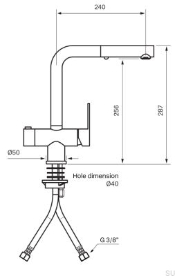Robinet de cuisine avec bec extractible et valve pour lave-vaisselle RIN887 Laiton Argent Chrome