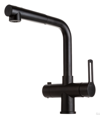 Robinet de cuisine avec bec extractible et valve pour lave-vaisselle RIN887 Laiton Noir Mat
