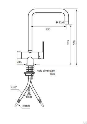 Robinet de cuisine avec valve pour lave-vaisselle RIN984 Laiton Noir Mat
