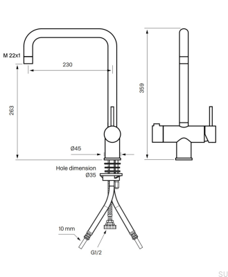 Robinet de cuisine avec valve pour lave-vaisselle SK New 984 Laiton Argent Chrome