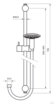 Barre de douche avec support mural réglable ZSAL194 Laiton Argent Chrome