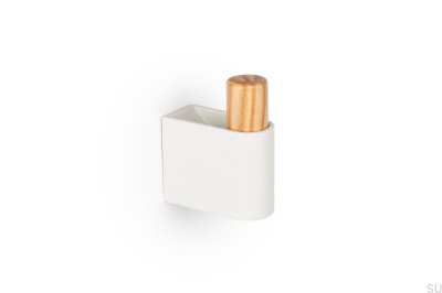 Support mural Casey 23 en aluminium blanc avec bois de chêne