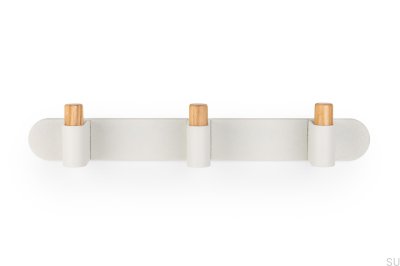 Support mural Casey Rack 340 en aluminium blanc et bois de chêne