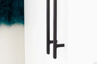 Poignée de meuble allongée en aluminium noir Flat Line 430