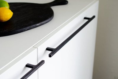 Poignée de meuble allongée en aluminium noir Flat Line 430
