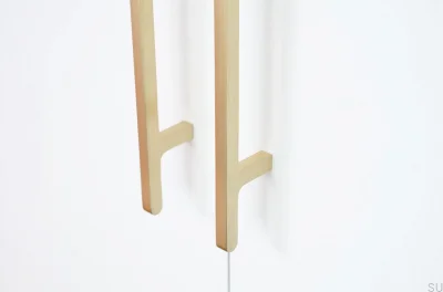 Poignée de meuble allongée Flat Line 430, laiton brossé, non vernie