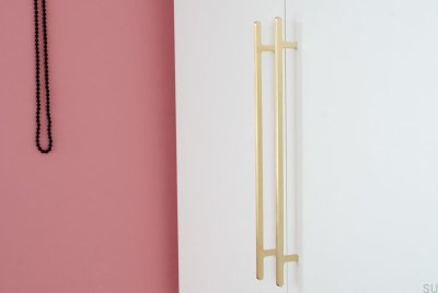 Poignée de meuble allongée Flat Line 430, laiton brossé, non vernie