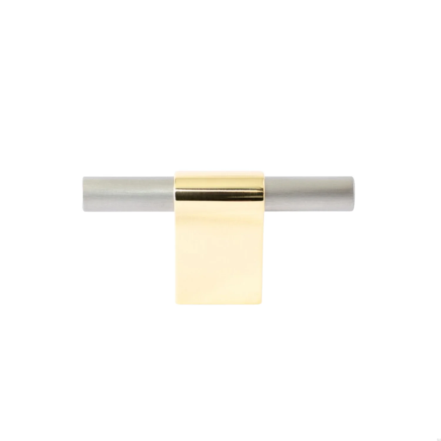 KN28M/RB--Gałka-Meblowa-T-Bar-Line-Mix-60-Mosiądz-Polerowany-Nielakierowany-Stal-Szczotkowana-BB-Sweden-Skandynawskie-Uchwyty_1