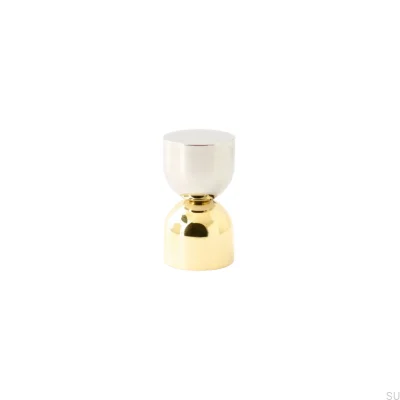 Bouton de meuble Kokeshi Mix 1832 en acier poli et laiton poli, non laqué