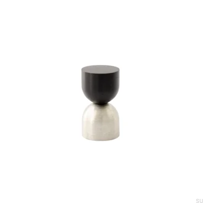 Bouton de meuble Kokeshi Mix 1832 en aluminium noir et acier brossé