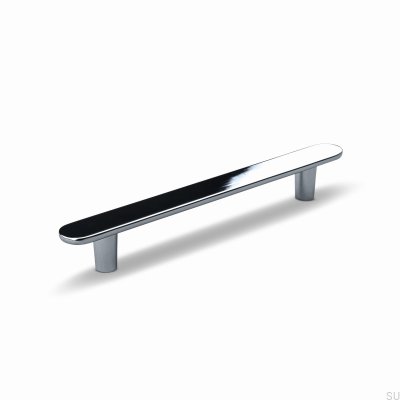 Poignée de meuble allongée Cesano 128, métal, argent, chrome, poli