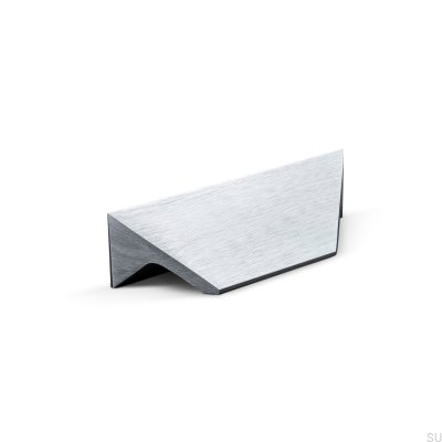 Poignée de meuble allongée Caorle 32 en aluminium brossé argent
