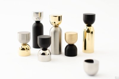 Support mural Kokeshi Mix 1856 en aluminium noir et acier poli