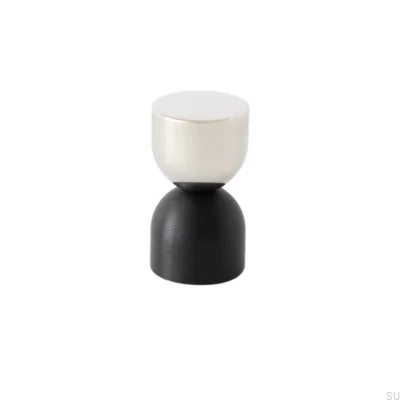 Bouton de meuble Kokeshi Mix 1832 en acier poli avec aluminium noir