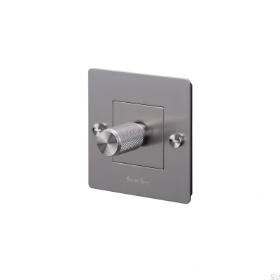Variateur LED en croix 1G 250W en acier argenté, conforme aux normes européennes, avec logo