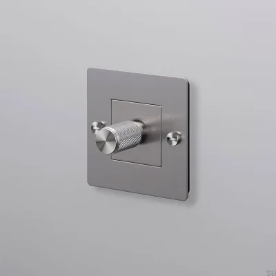 Variateur LED en croix 1G 250W en acier argenté, norme européenne, sans logo