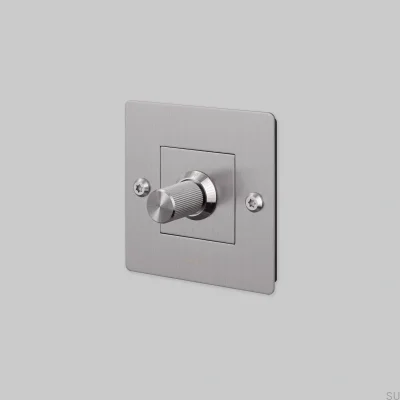 Variateur avec interrupteur et logo LED linéaire 1G 250W acier argenté norme européenne