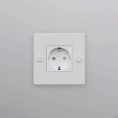 Prise simple sans logo Type F Croix 1G Acier Blanc Norme européenne