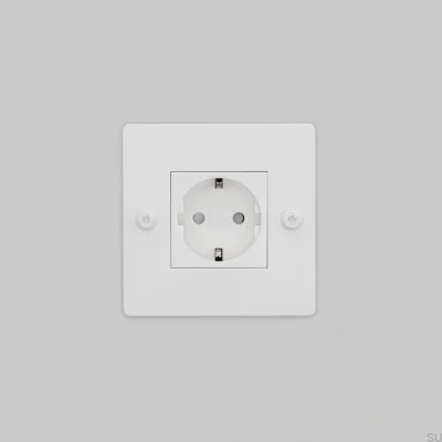 Prise simple sans logo Type F Linéaire 1G Acier Blanc Norme Européenne