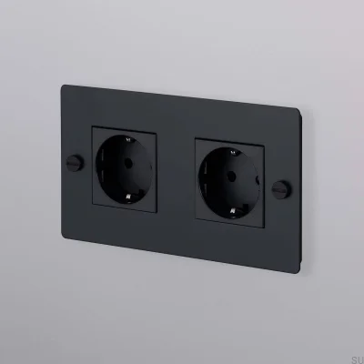 Douille double type F Croix 2G Acier Noir Norme Européenne