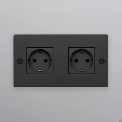 Douille double type F Croix 2G Acier Noir Norme Européenne