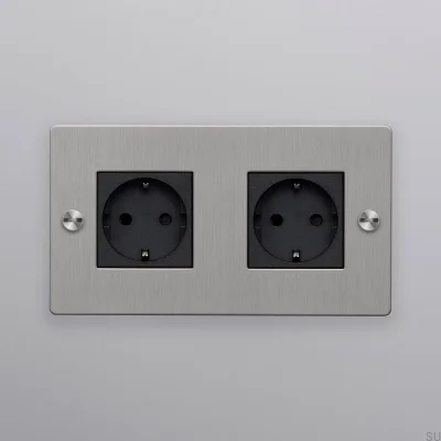 Douille double type F Croix 2G Acier Argent Norme européenne