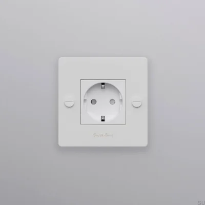Prise simple avec logo Type F Croix 1G Acier Blanc Norme européenne
