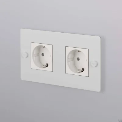 Douille double type F Croix 2G Acier Blanc Norme européenne