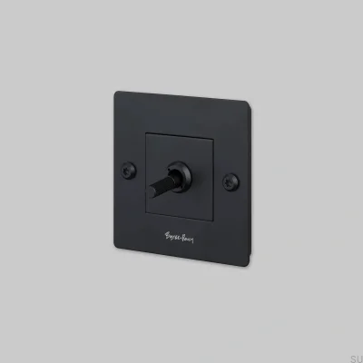 Interrupteur simple avec logo Linear 1G Acier Noir Norme européenne