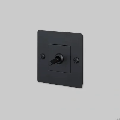 Interrupteur simple sans logo, linéaire 1G, acier noir, norme européenne