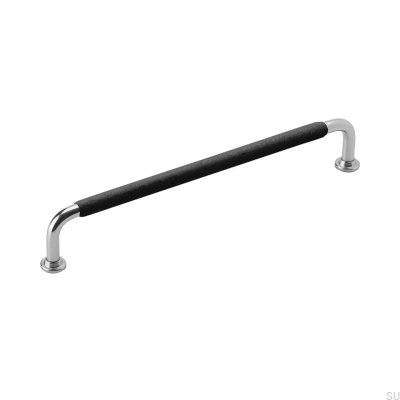 Poignée de meuble oblong 1353 192 Nickel Black Leather