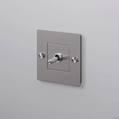 Interrupteur simple sans logo Cross 1G Acier Argent Norme européenne