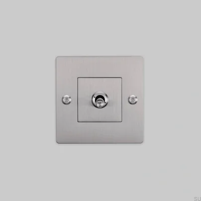 Interrupteur simple avec logo Linear 1G Acier Argent Norme européenne