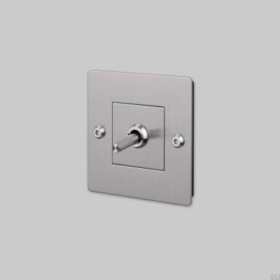 Interrupteur simple sans logo, linéaire 1G, acier, argent, norme européenne