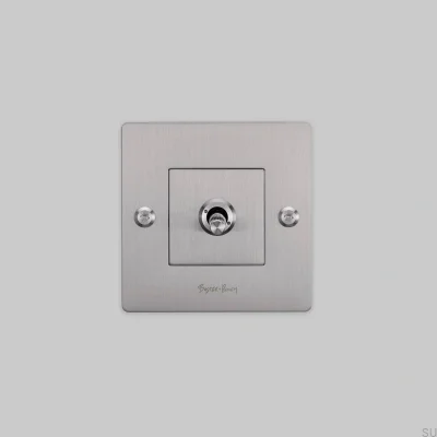Interrupteur simple sans logo, linéaire 1G, acier, argent, norme européenne