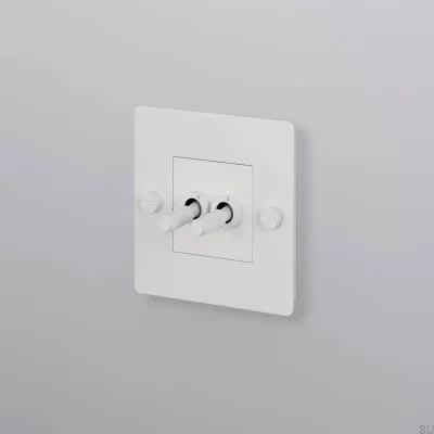 Interrupteur double sans logo Cross 1G Acier Blanc Norme européenne