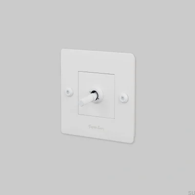 Interrupteur simple avec logo Linear 1G Acier Blanc Norme européenne