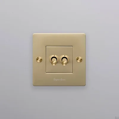 Interrupteur double avec logo Cross 1G, en laiton, conforme aux normes européennes