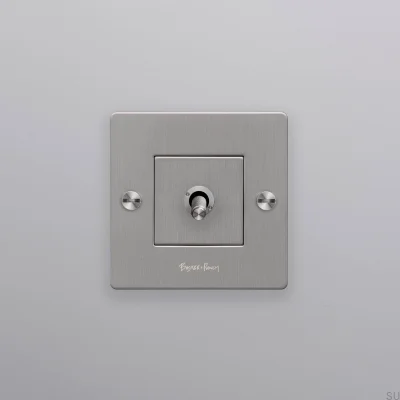 Interrupteur simple avec logo Cross 1G, acier, argent, norme européenne