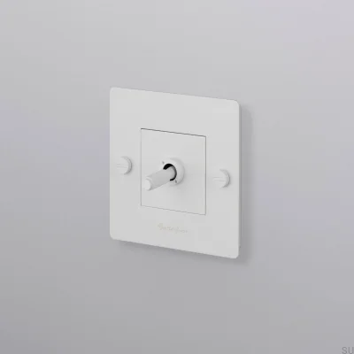 Interrupteur simple avec logo Cross 1G, acier, blanc, norme européenne
