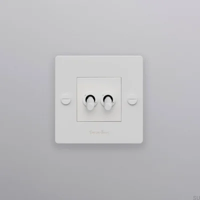 Interrupteur double avec logo Cross 1G, acier, blanc, norme européenne