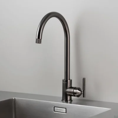 Robinet de cuisine linéaire en laiton couleur canon de fusil avec raccord britannique