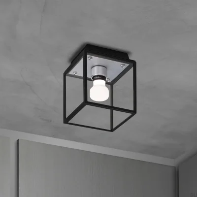 Lampe de plafond en acier argenté Caged Wet S