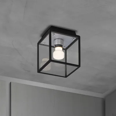 Lampe de plafond en acier argenté Caged Wet S