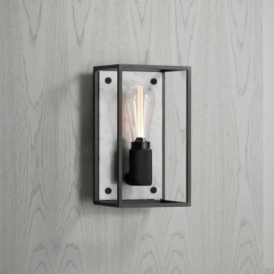 Applique murale Caged Cross M en acier et marbre blanc