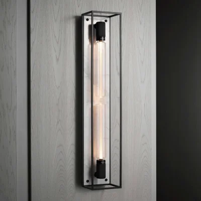 Applique murale Caged Cross XL en acier et marbre blanc