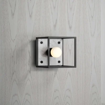 Applique murale Caged Cross S en acier et marbre blanc
