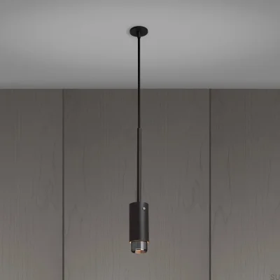 Lampe suspendue linéaire en acier graphite avec spot argenté